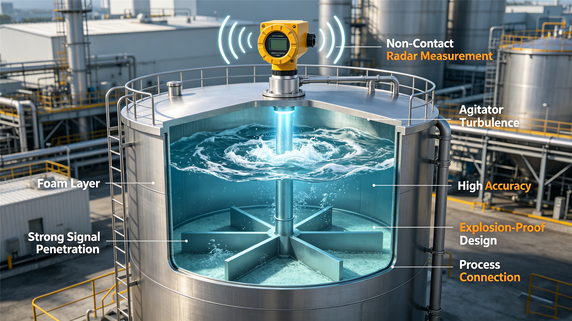 Latest company case about Straits Chemical Storage Case: Radar Level Meter for Turbulent Liquid Tanks Under Filling Impact